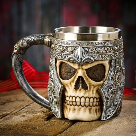 discover dome ignite s new warrior skull mug with gothic stainless steel helmet 