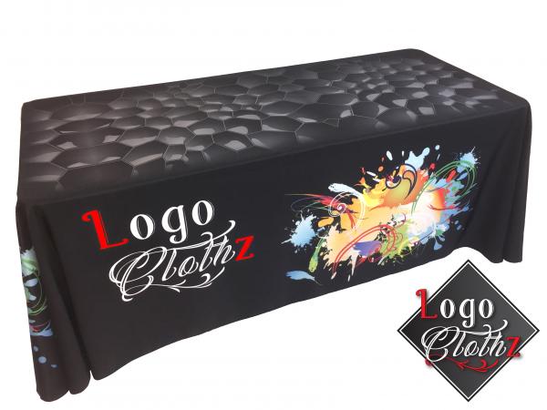 increase audience engagement with custom printed logo branded table covers amp t