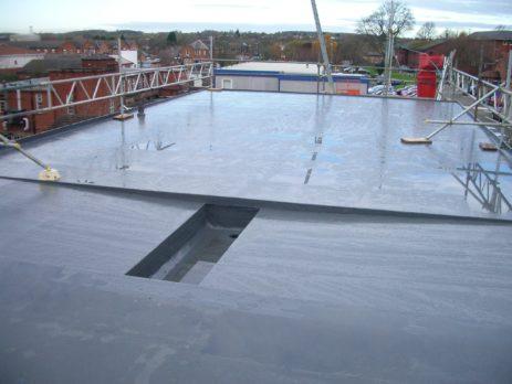 flat roof decking and internal gutters seamless waterproofing contractor service