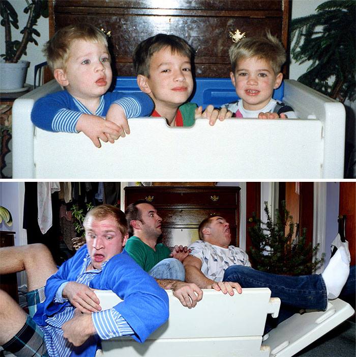 before and after photos of siblings