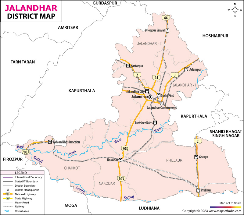 A map showing Punjab's Jalandhar district.